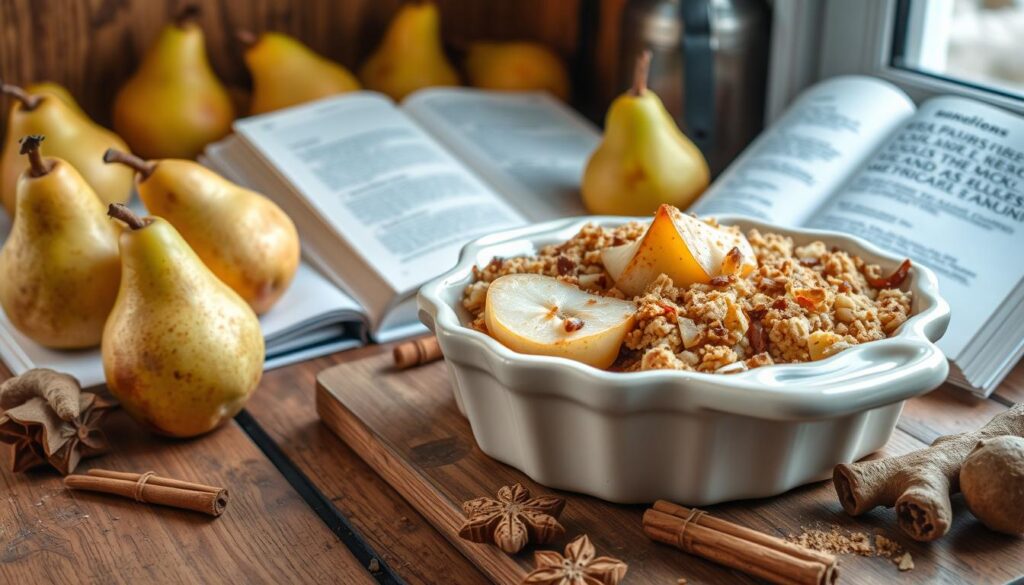 Enhancing flavor in pear crisp with spices and choosing pears