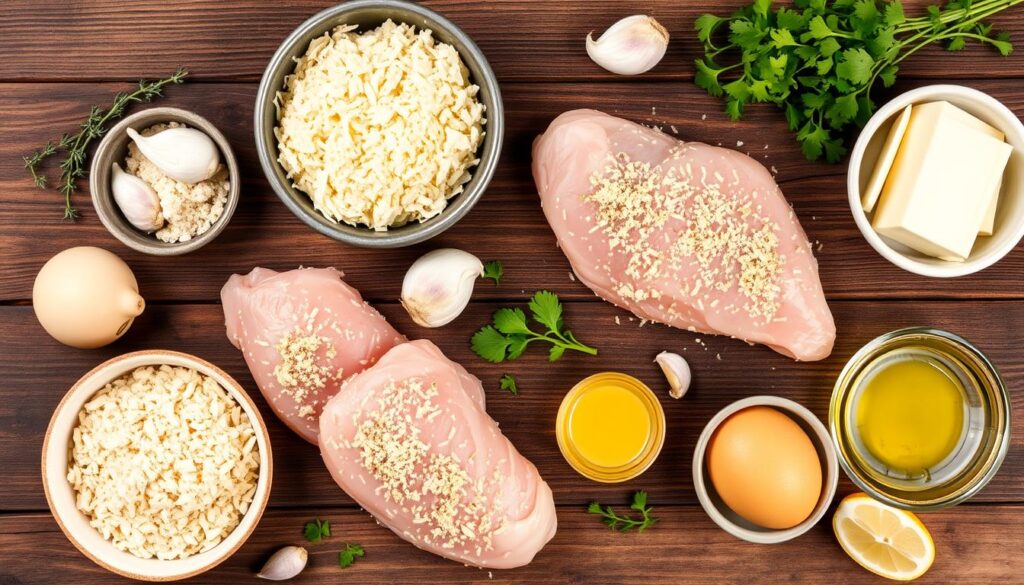 Essential ingredients for homemade parmesan crusted chicken