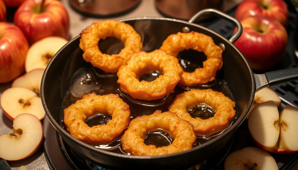 frying apple rings