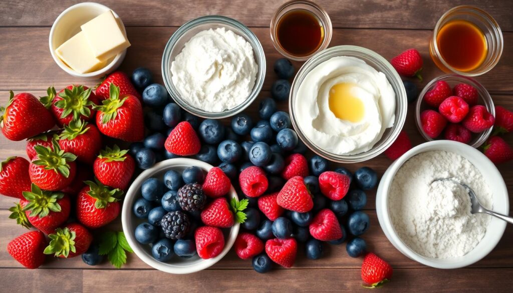 ingredients for berry mascarpone layer cake