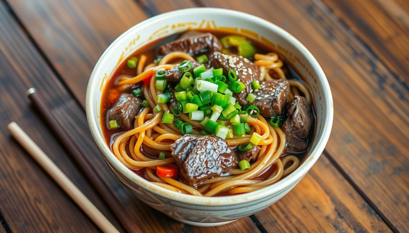 sticky beef noodles