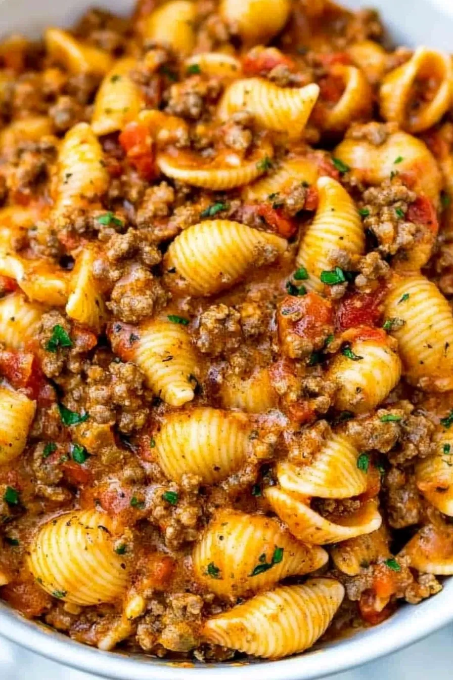 Delicious Creamy Beef and Shells