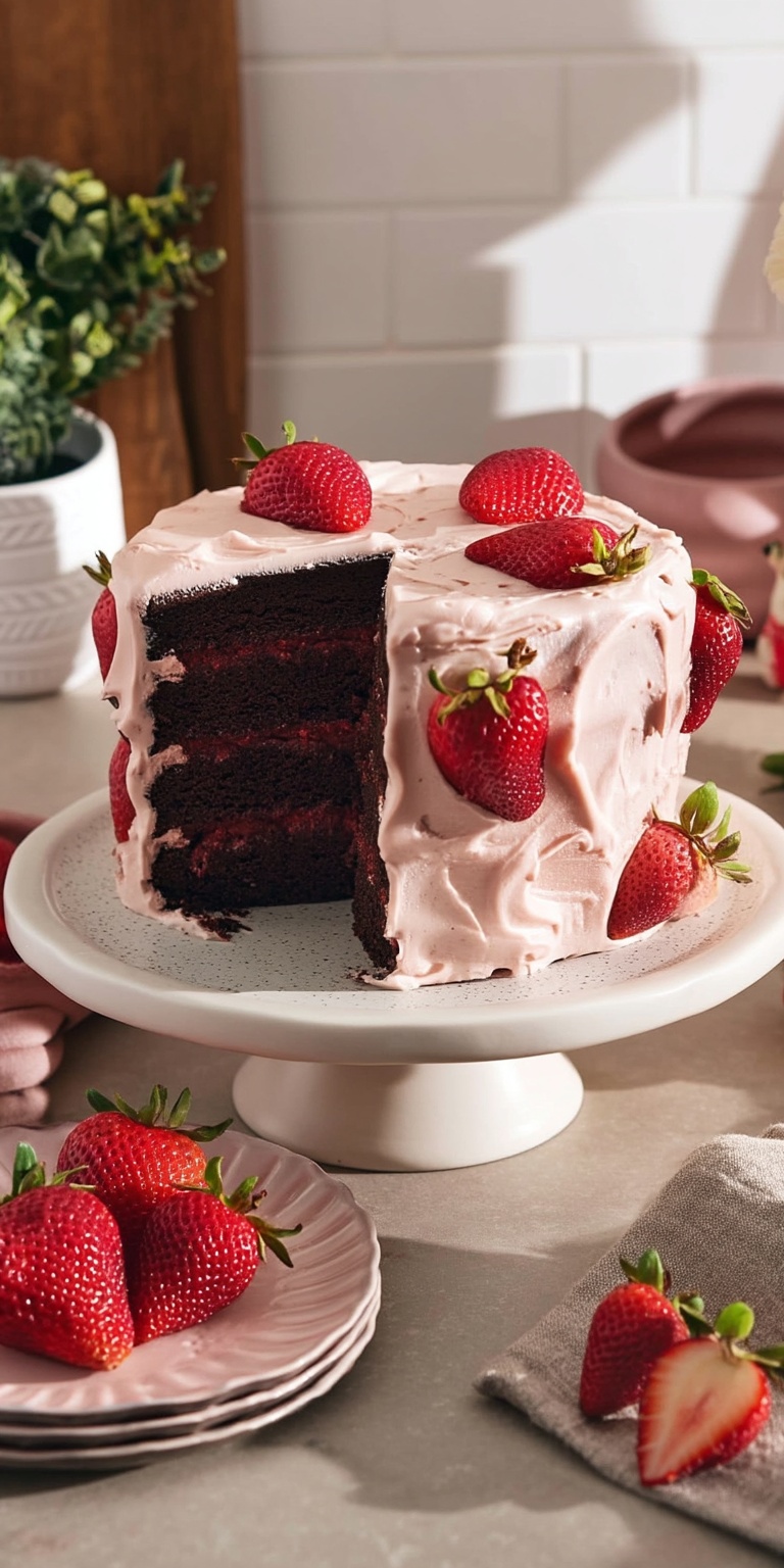 Delicious Strawberry Chocolate Cake