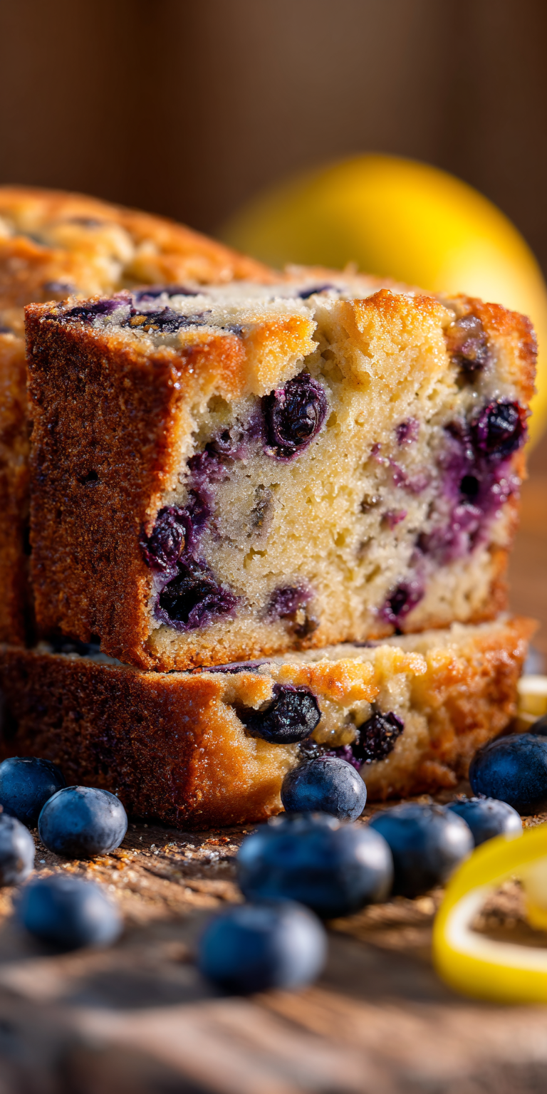 A slice of Blueberry Lemon Zest Banana Bread on a plate, showcasing vibrant fruit flavors