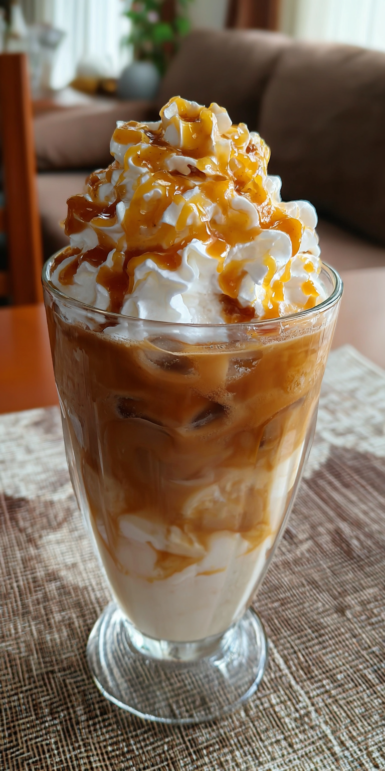 A refreshing Caramel Pumpkin Spice Iced Coffee with a hint of fall flavors