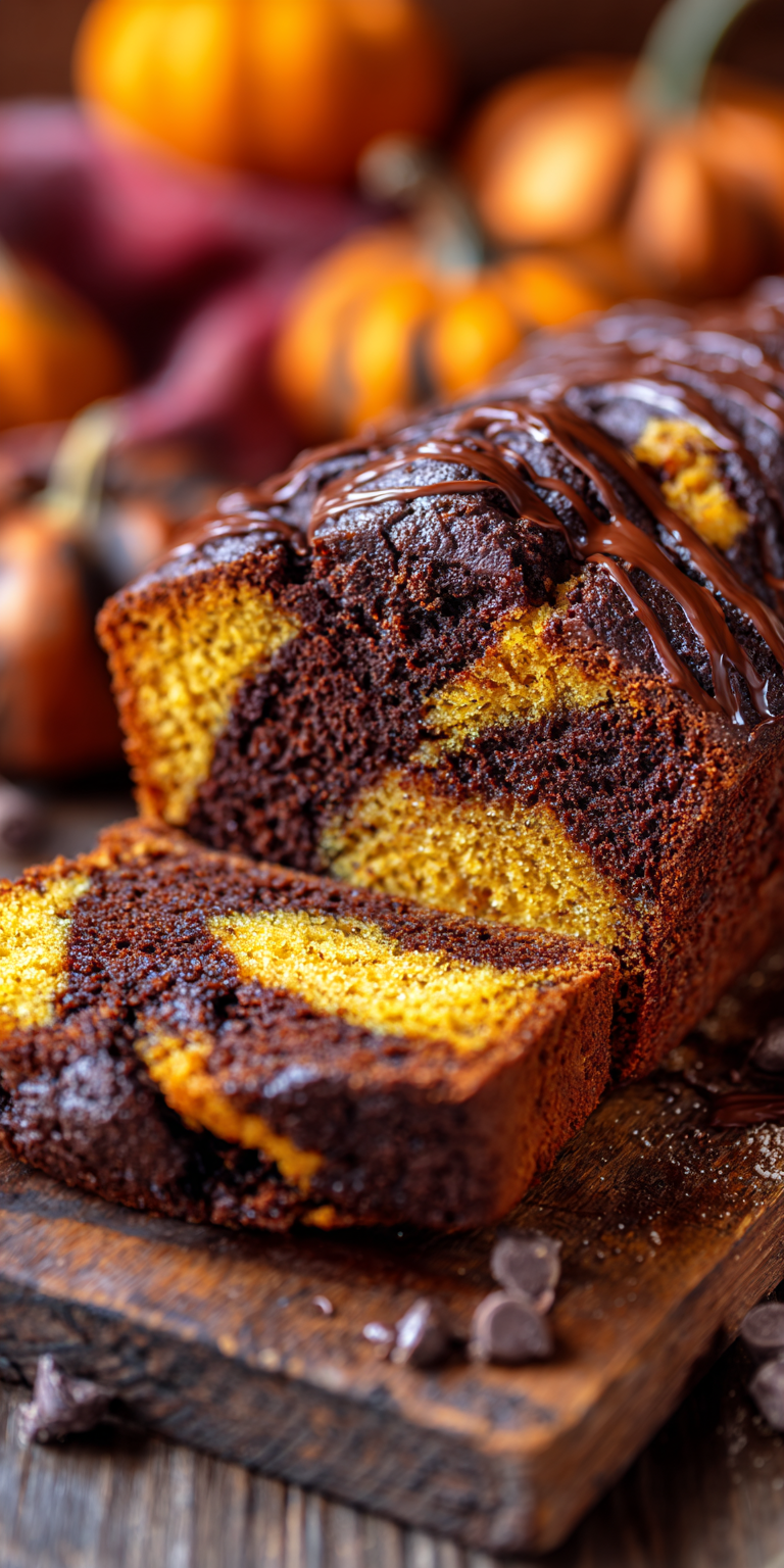 Close-up of raw components for Chocolate Marble Pumpkin Spice Bread with pumpkin and spices