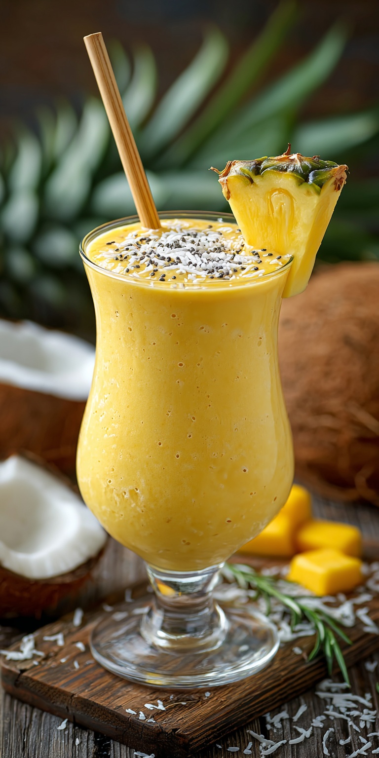 A vibrant display of fresh fruits and protein powder for an Easy Tropical Protein Smoothie