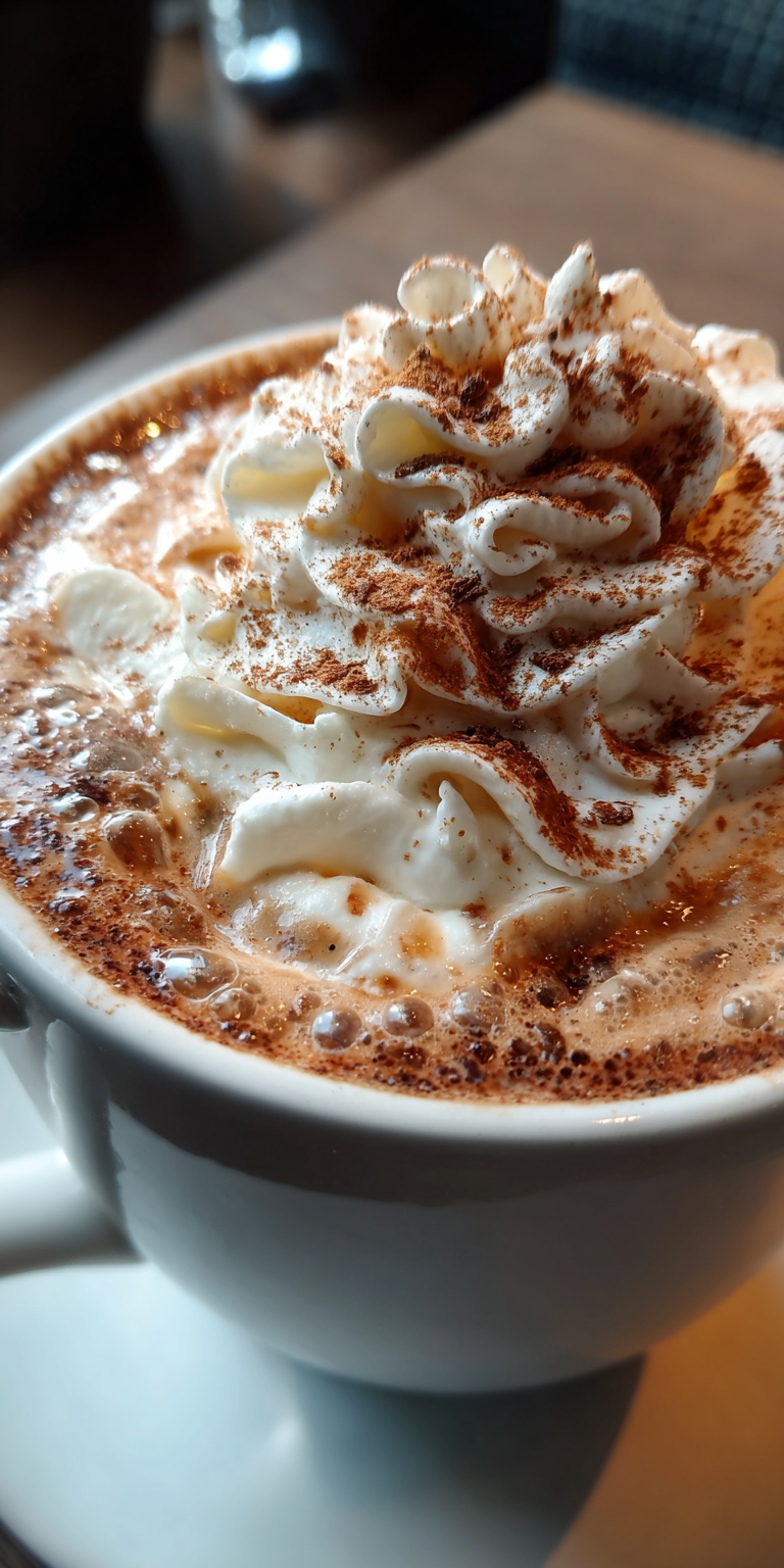 A warm mug of Hazelnut Mocha Pumpkin Latte with a cozy autumn vibe
