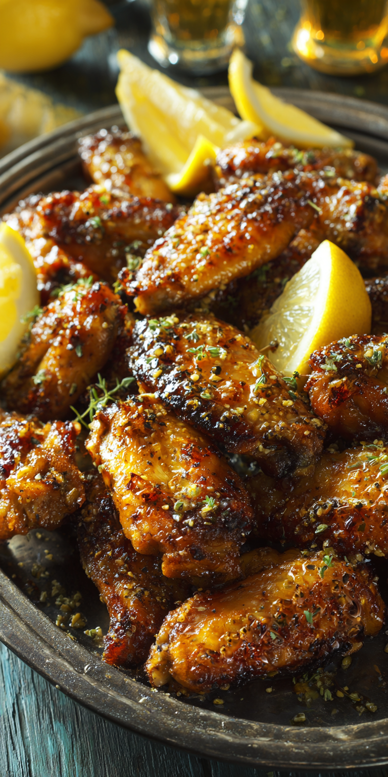 Close-up of raw Hot Honey Lemon Pepper Wings with a vibrant glaze prep
