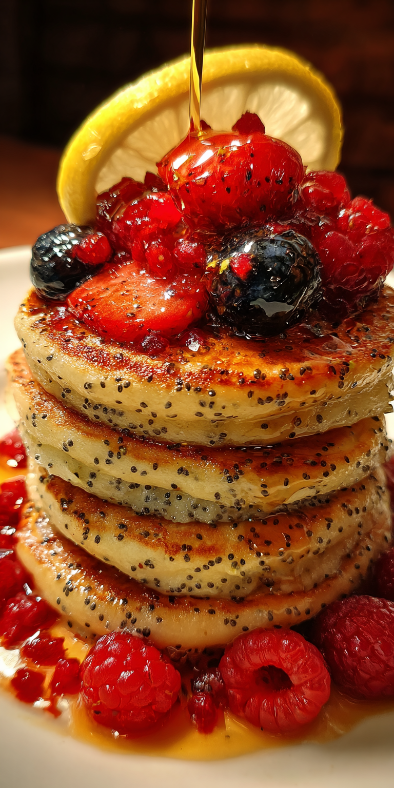 Fresh ingredients for Lemon Poppyseed Sunrise Pancakes ready to be mixed