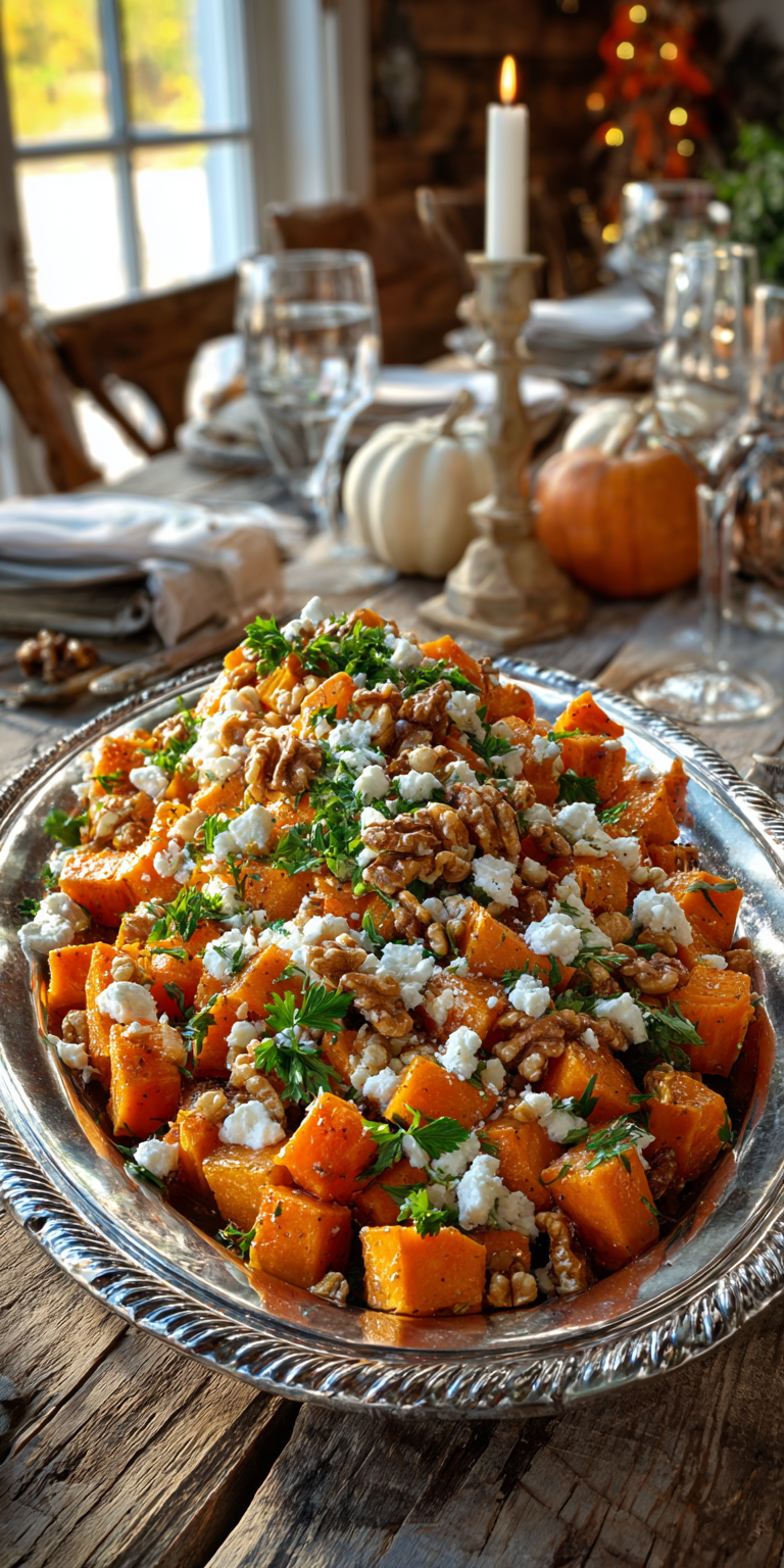Close-up of Maple Glazed Sweet Potatoes with a shiny glaze and fresh toppings