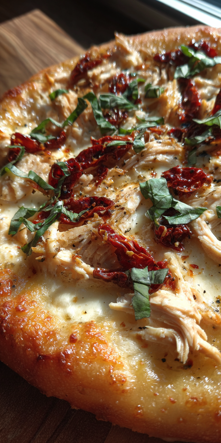 A delicious Marry Me Chicken Pizza with creamy sauce and savory toppings