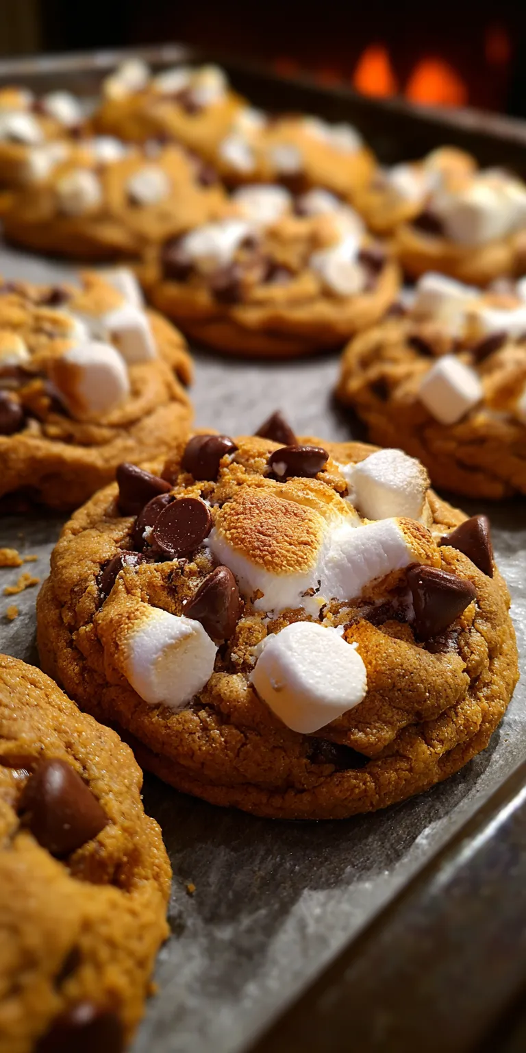 Delicious pumpkin s’mores cookies with a soft, spiced texture