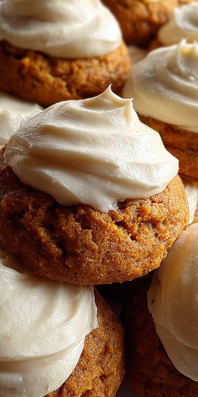 A plate of soft pumpkin cookies with a warm, spiced aroma, perfect for fall