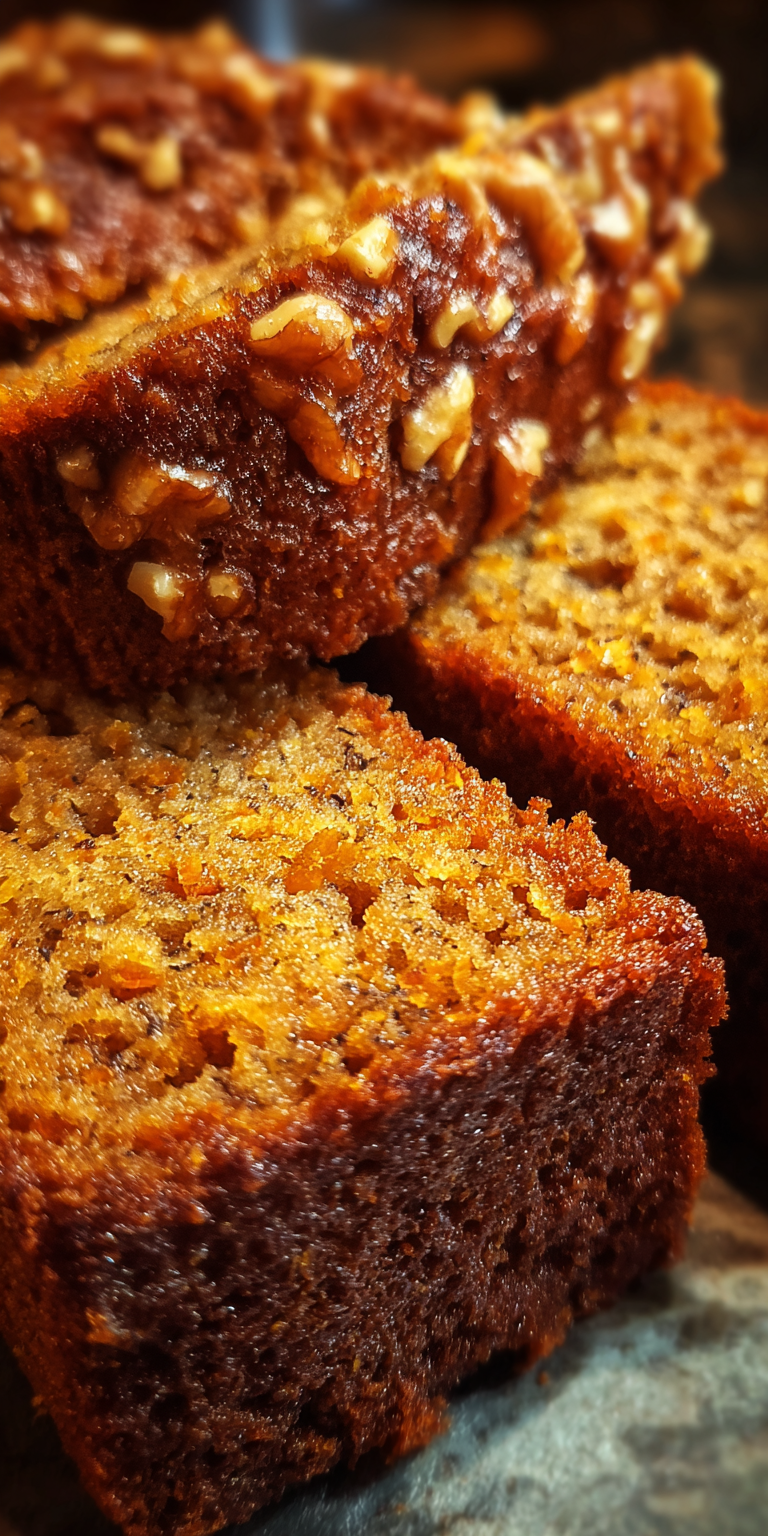 Fresh ingredients for Spiced Carrot Walnut Banana Bread with grated carrots and nuts