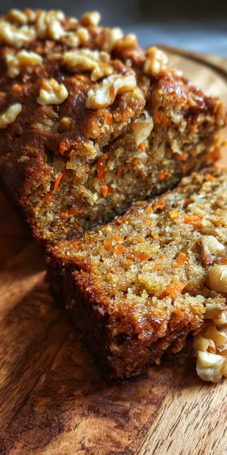 A slice of Spiced Carrot Walnut Banana Bread on a plate with a cozy fall setting