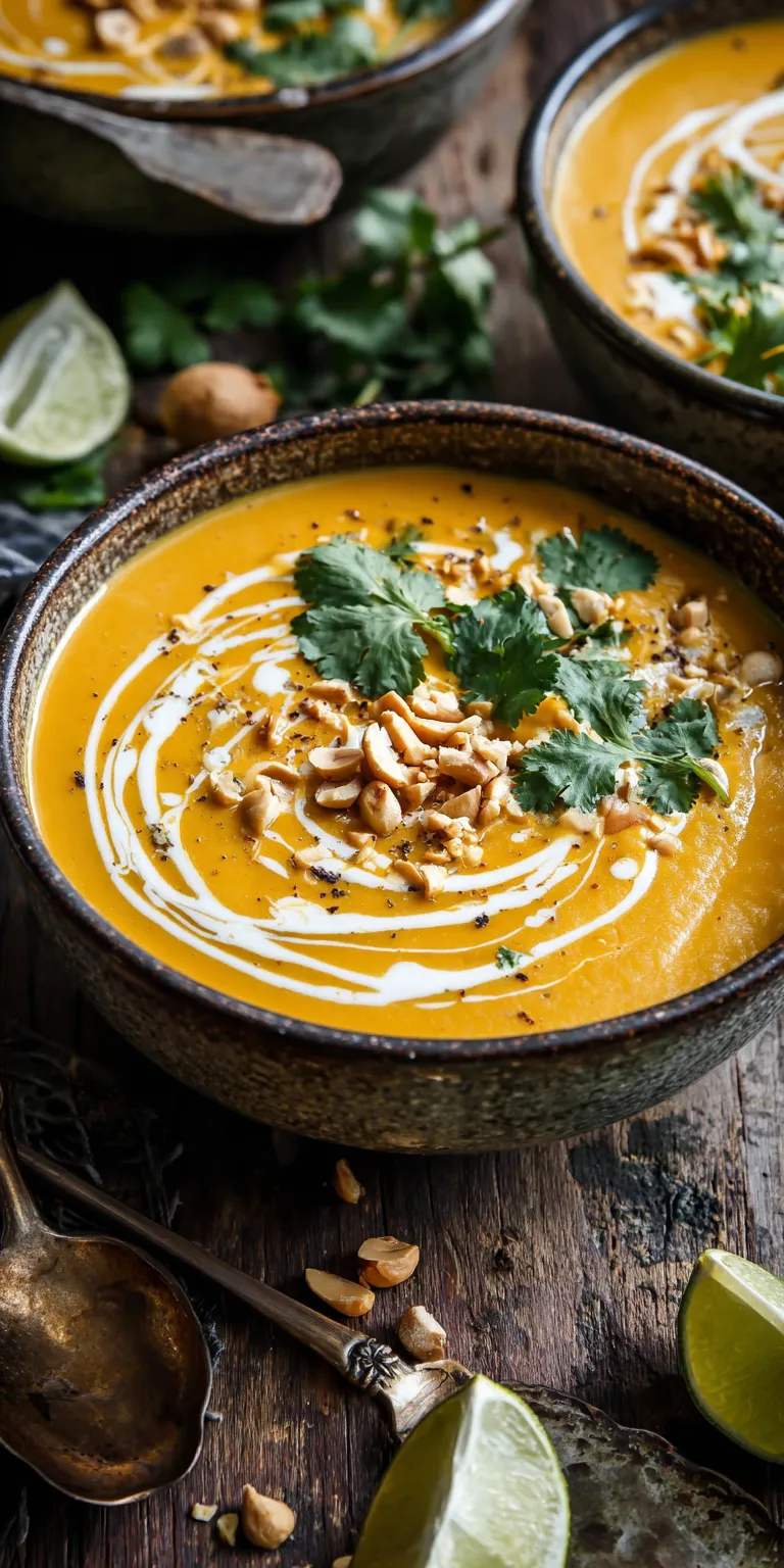 Thai Ginger Pumpkin Coconut Soup served warm with cozy spices