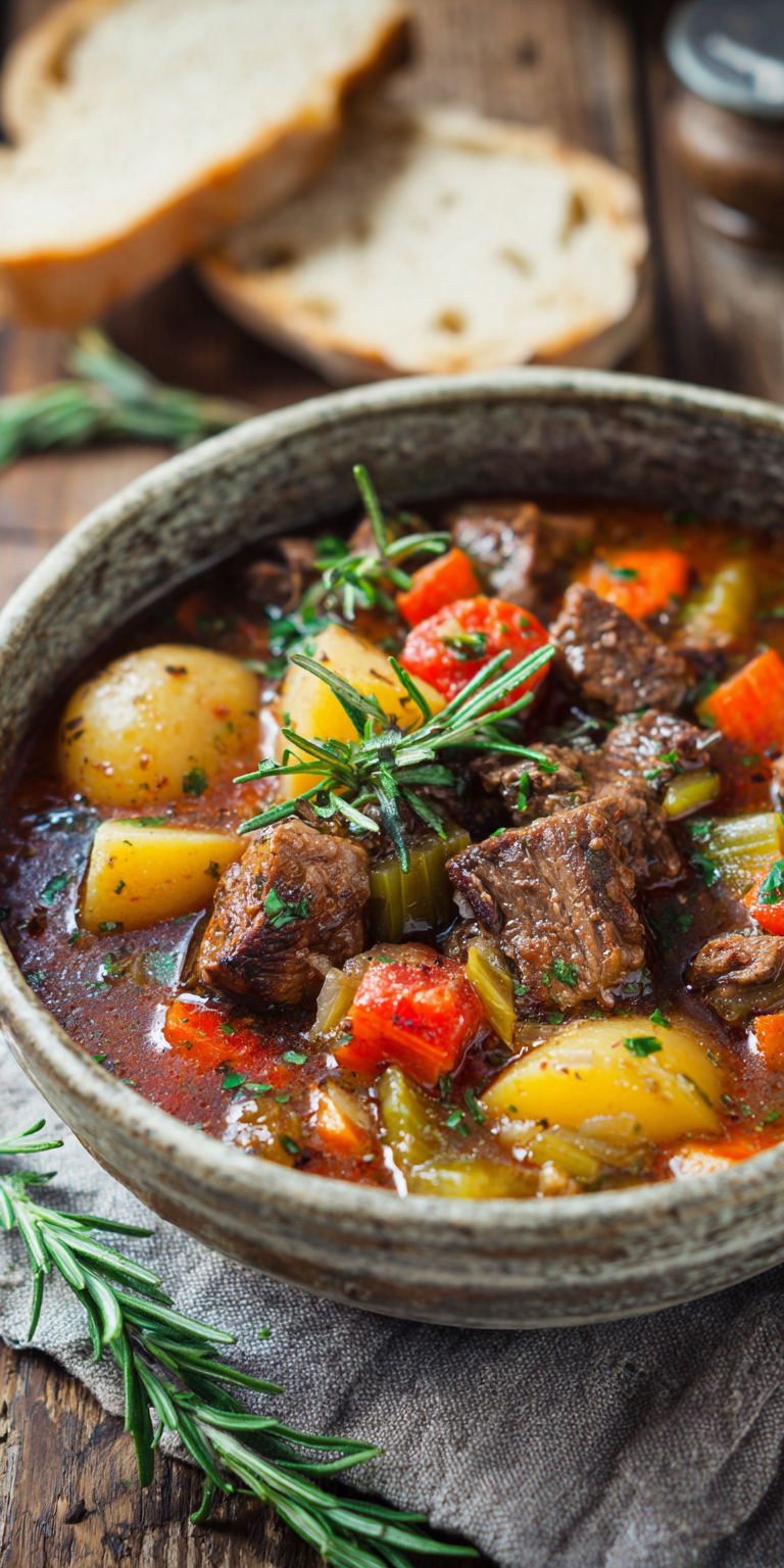 Tuscan Harvest Beef Stew served warm with cozy spices