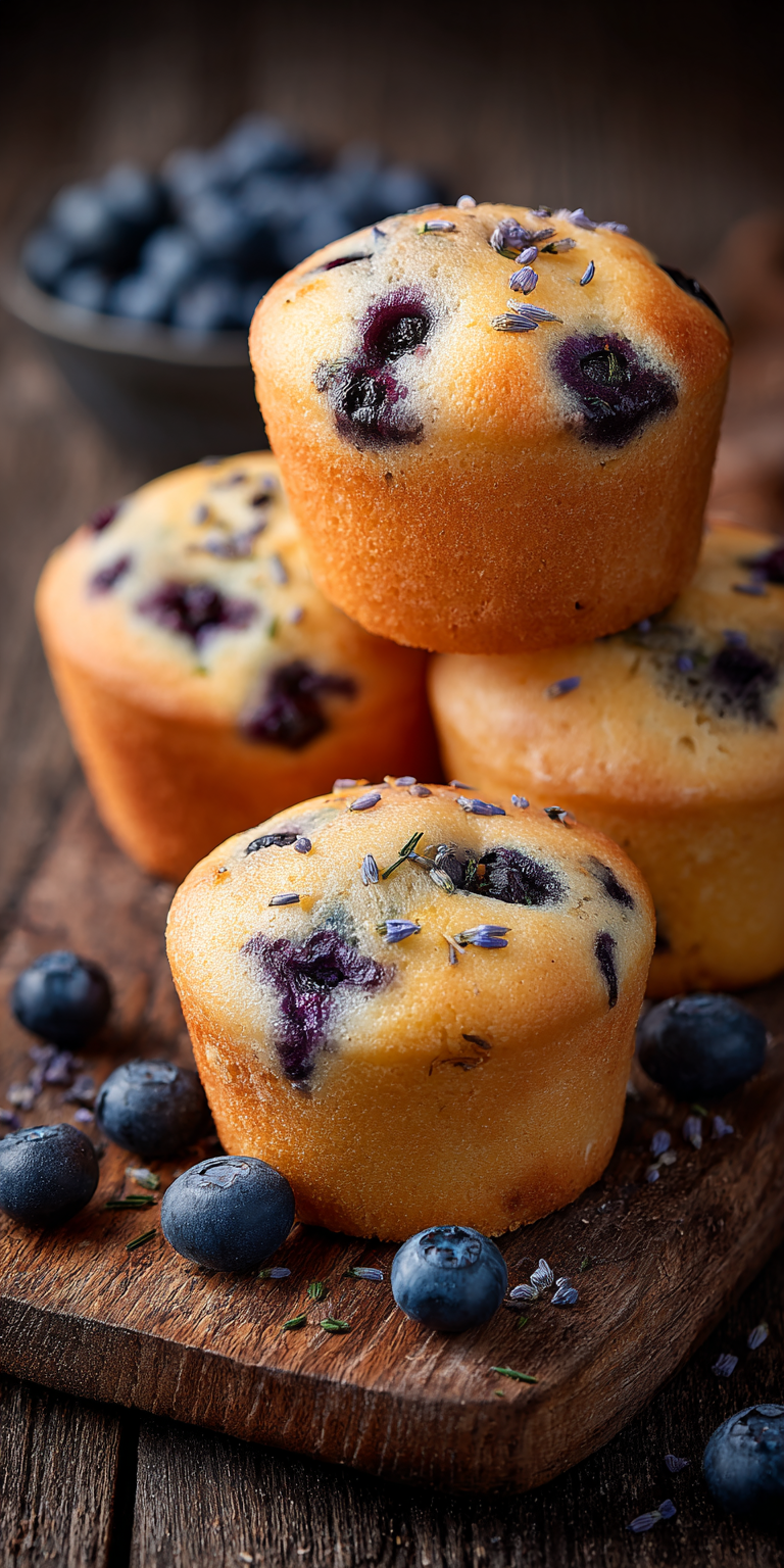 Fresh blueberries and lavender buds ready for Blueberry-Lavender Bliss Cakes preparation