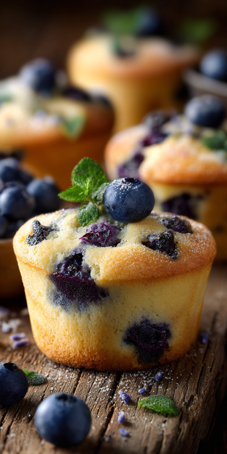 Delicious Blueberry-Lavender Bliss Cakes on a breakfast table