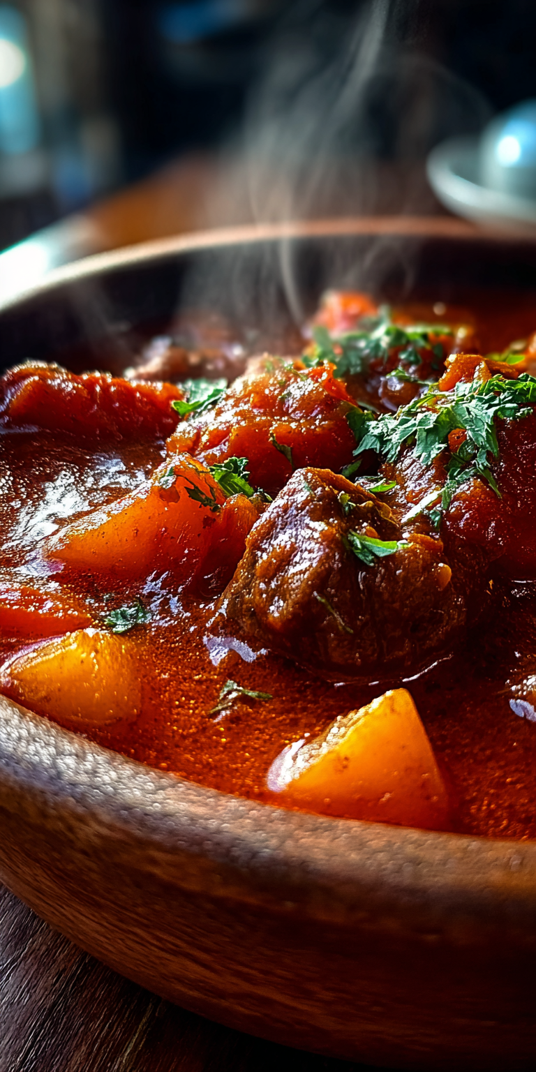 A hearty bowl of Butter Bean Beef Stew with tender beef and creamy beans