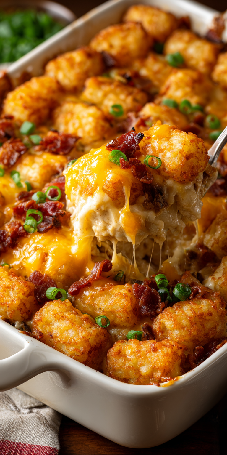 A spread of fresh components for Crack Chicken Tater Tot Casserole ready to be assembled