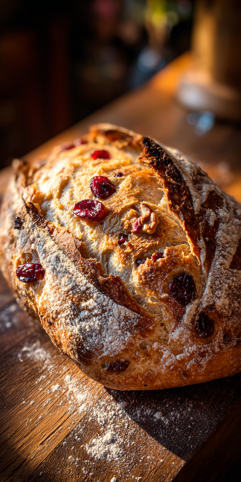 Cranberry Walnut Rustic Sourdough served warm with cozy spices