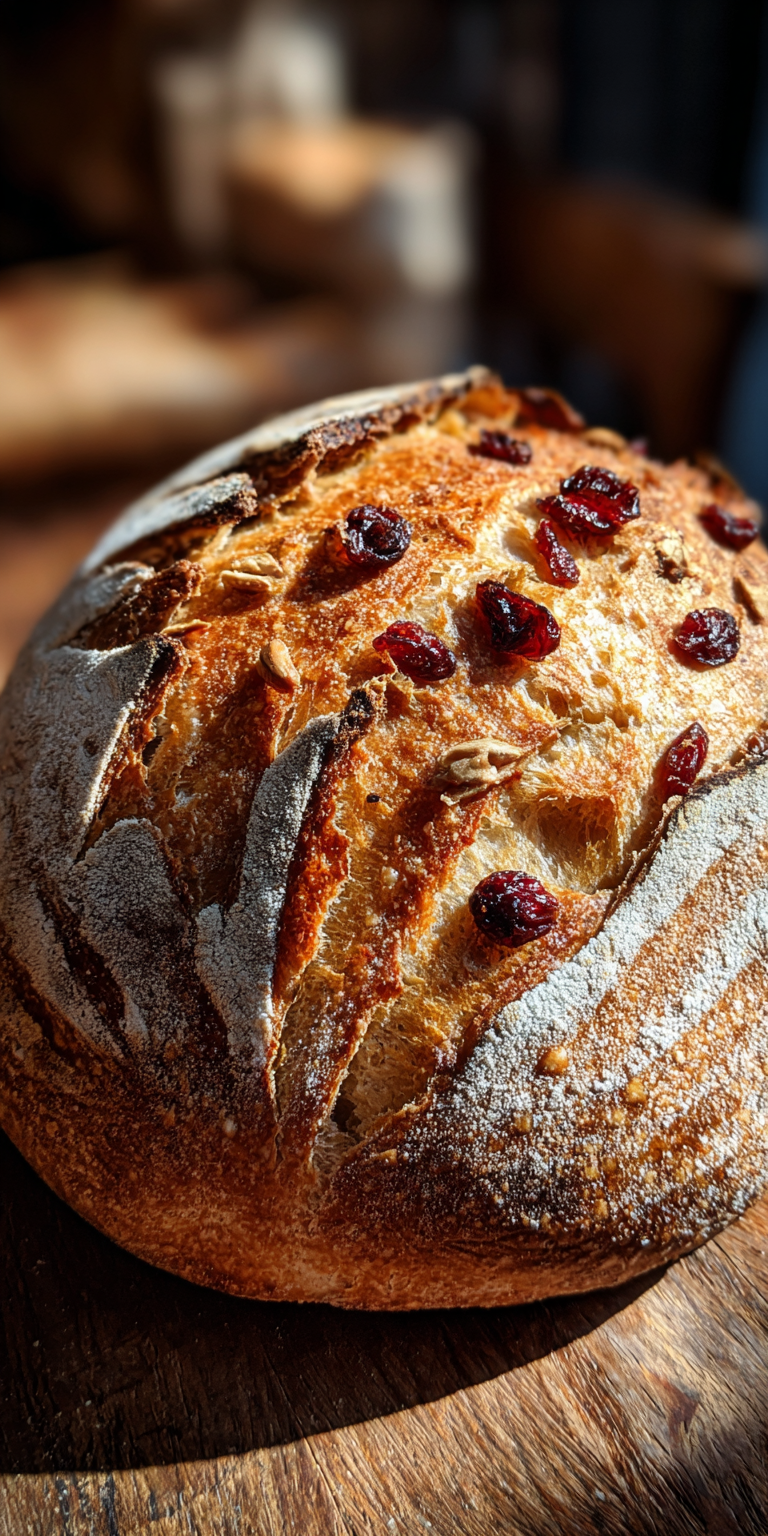 Cranberry Walnut Rustic Sourdough served warm with cozy spices