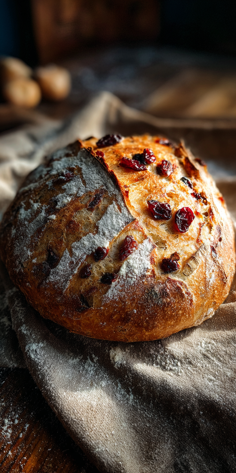 Cranberry Walnut Rustic Sourdough served warm with cozy spices