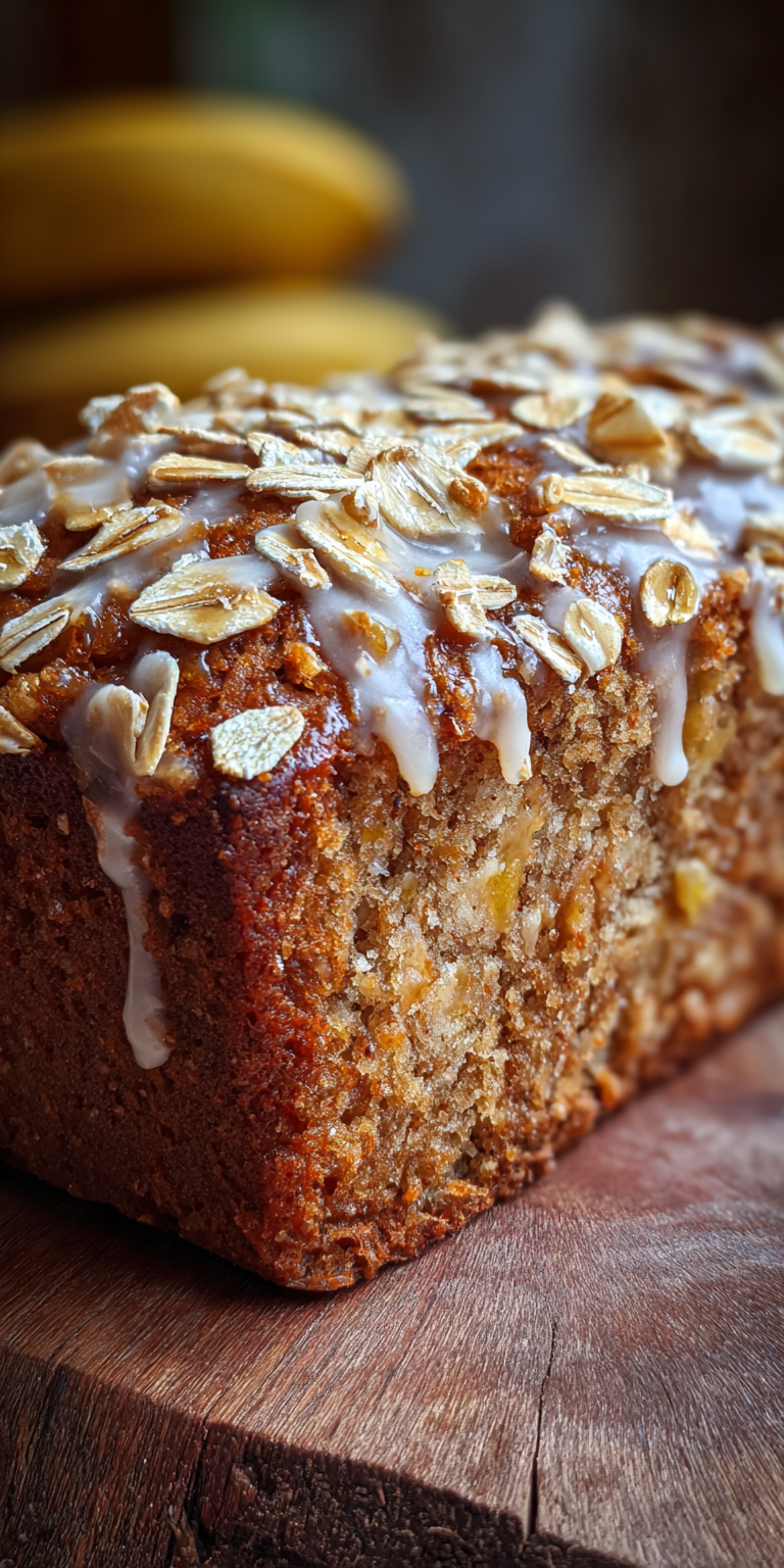 Freshly gathered components for Honey Oat Sunrise Banana Bread on a kitchen counter