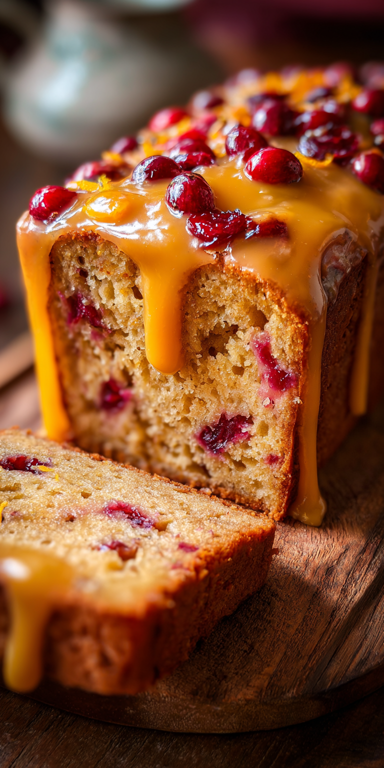 Fresh components for Orange Cranberry Glazed Banana Bread with vibrant fruits