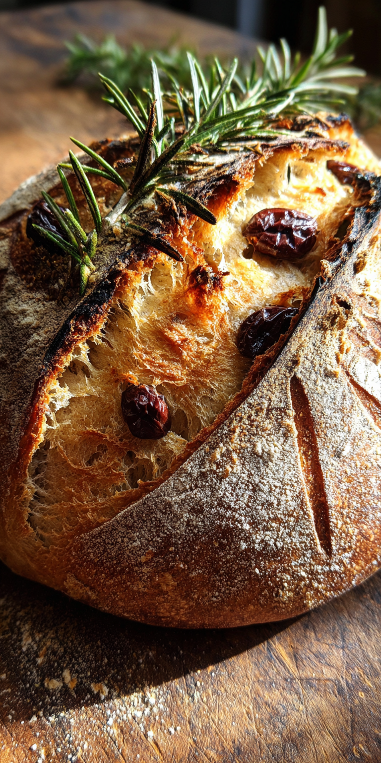 Fresh rosemary and olives ready for Rosemary Olive Country Sourdough bread