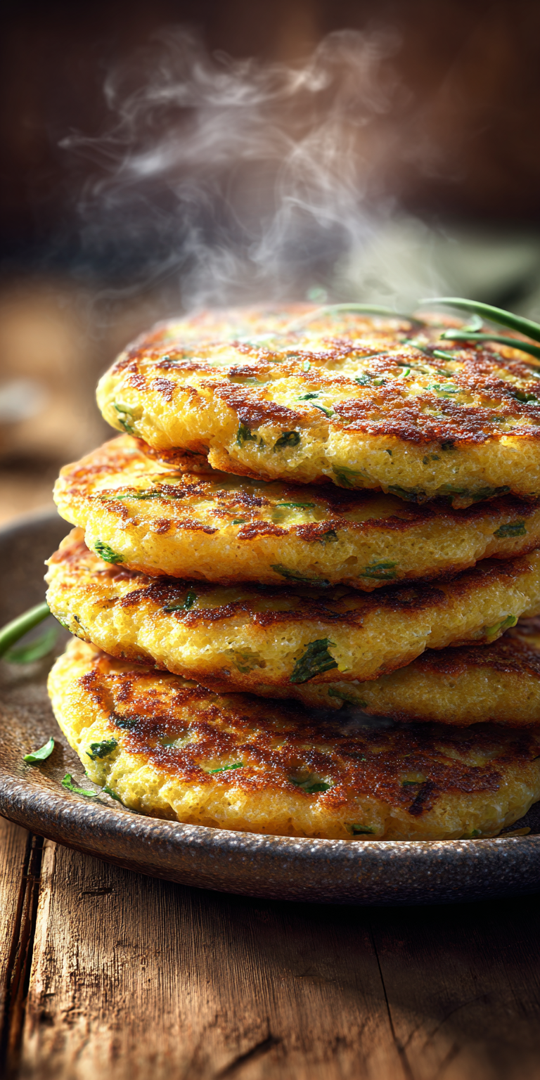 Savory Scallion Cornmeal Griddlecakes on a plate, ready to enjoy