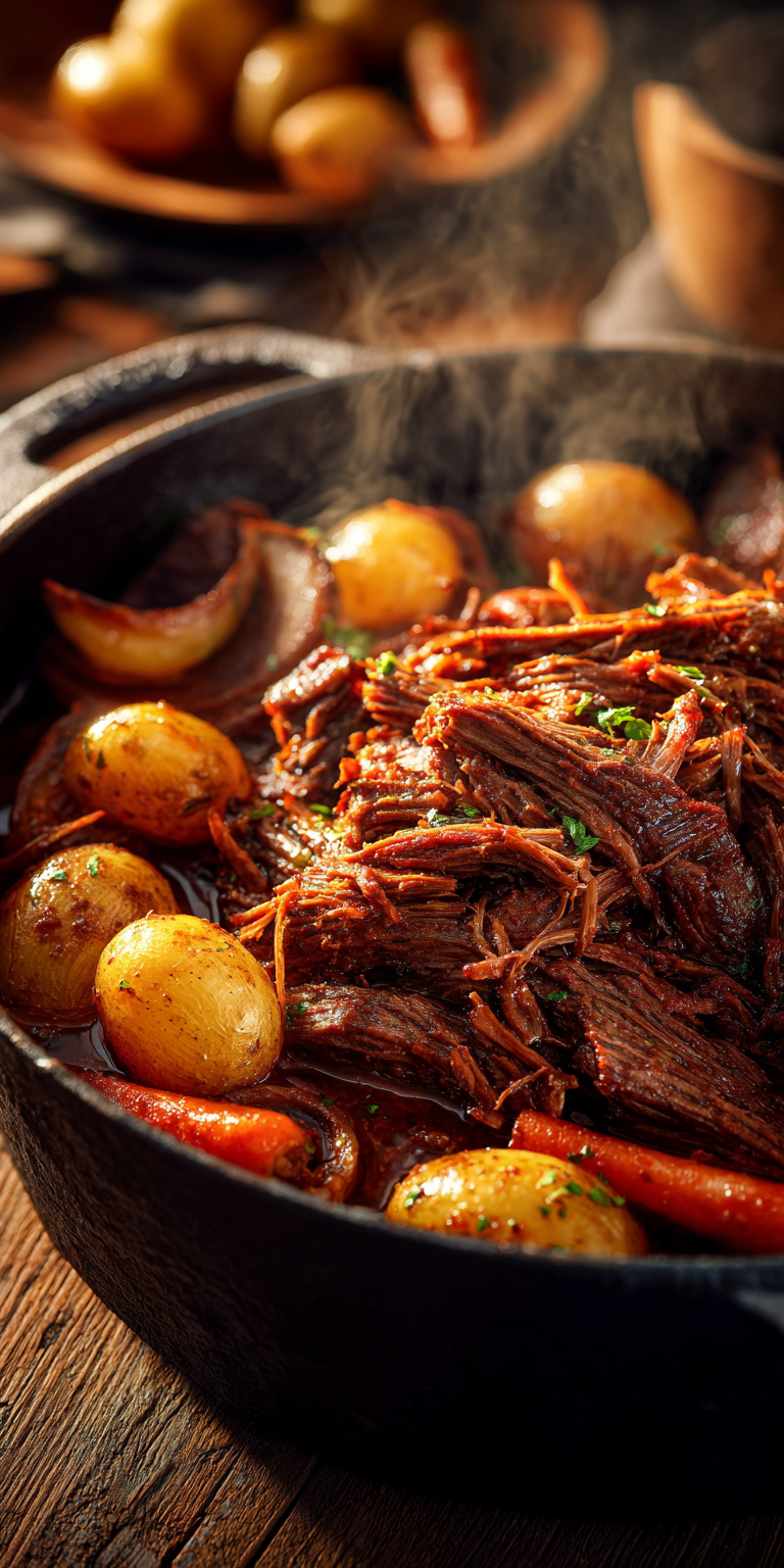 Smoky Barbecue Pot Roast served warm with cozy spices