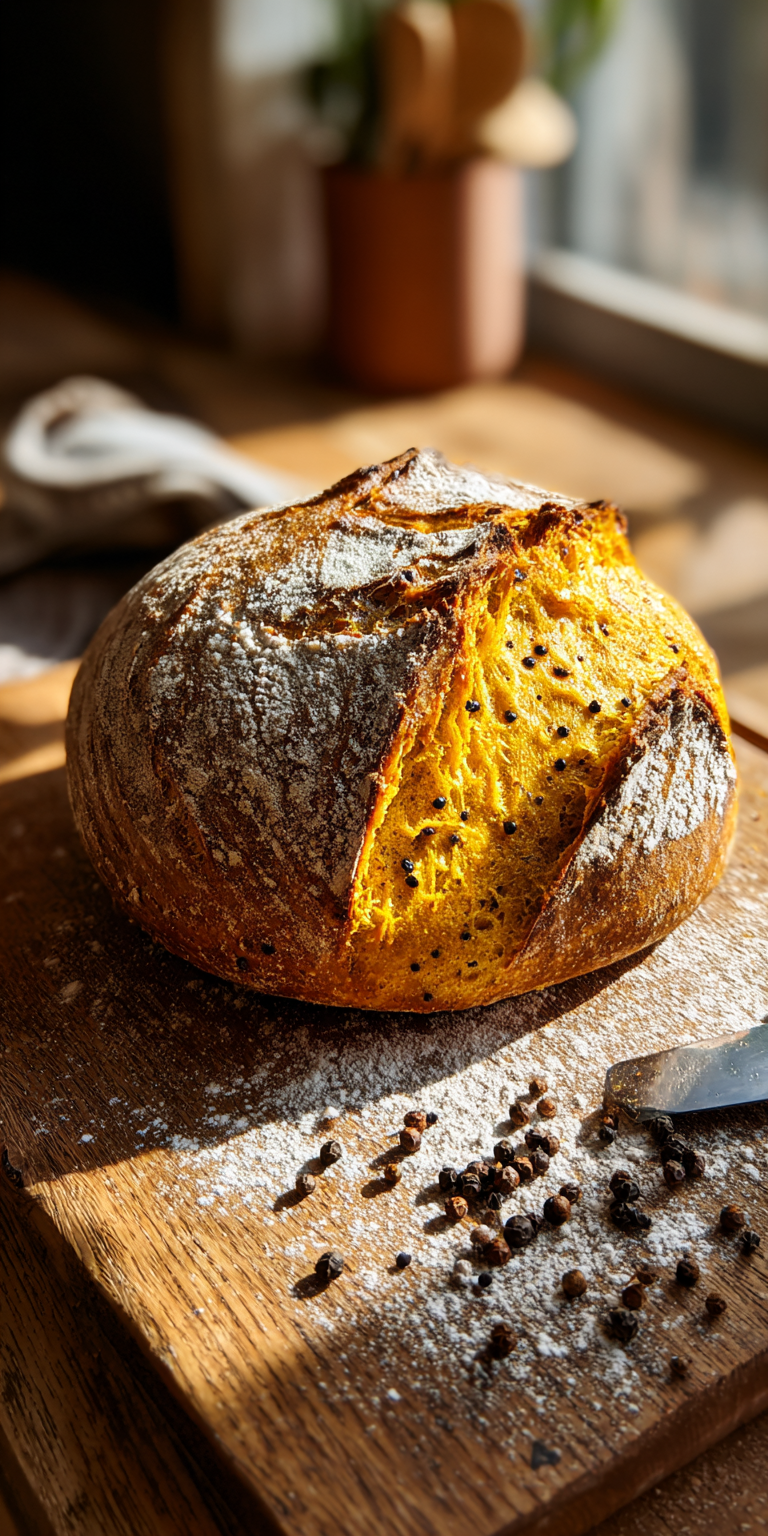 Freshly prepared components for Turmeric and Black Pepper Sourdough bread