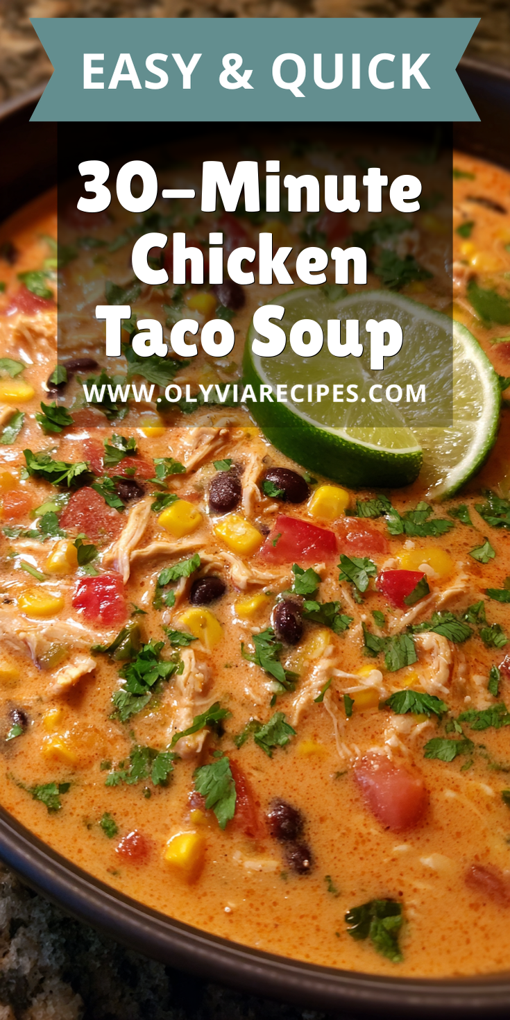 30-Minute Chicken Taco Soup served warm with cozy spices