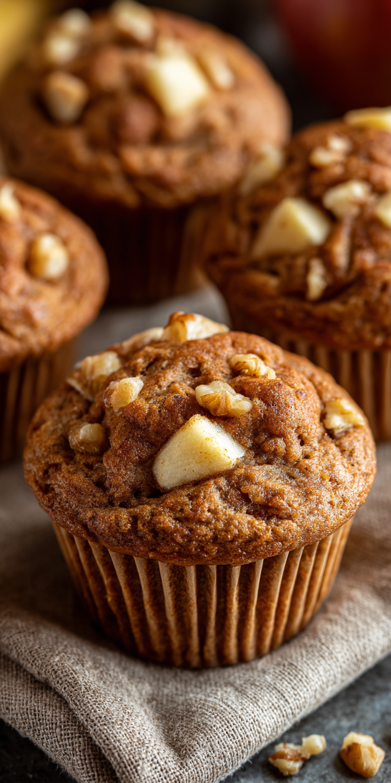 Apple Cinnamon Banana Muffins served warm with cozy spices