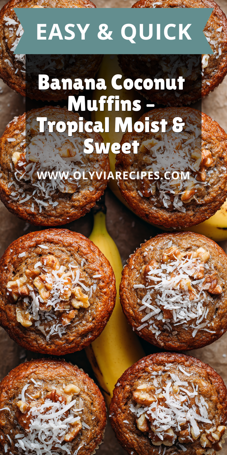 Banana Coconut Muffins – Tropical Moist & Sweet served warm with cozy spices