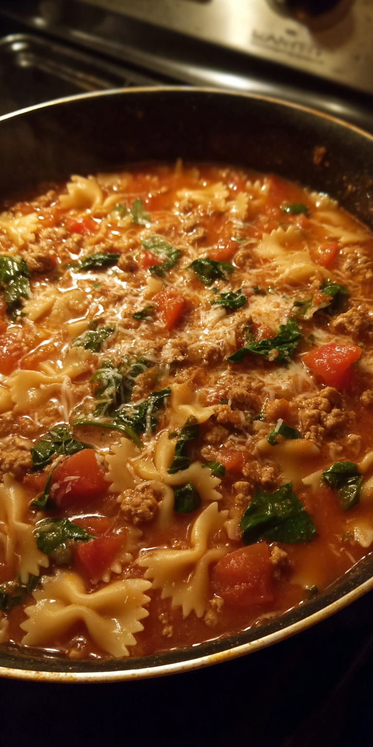 Bow Tie Pasta Family Lasagna Soup – Fun & Delicious served warm with cozy spices