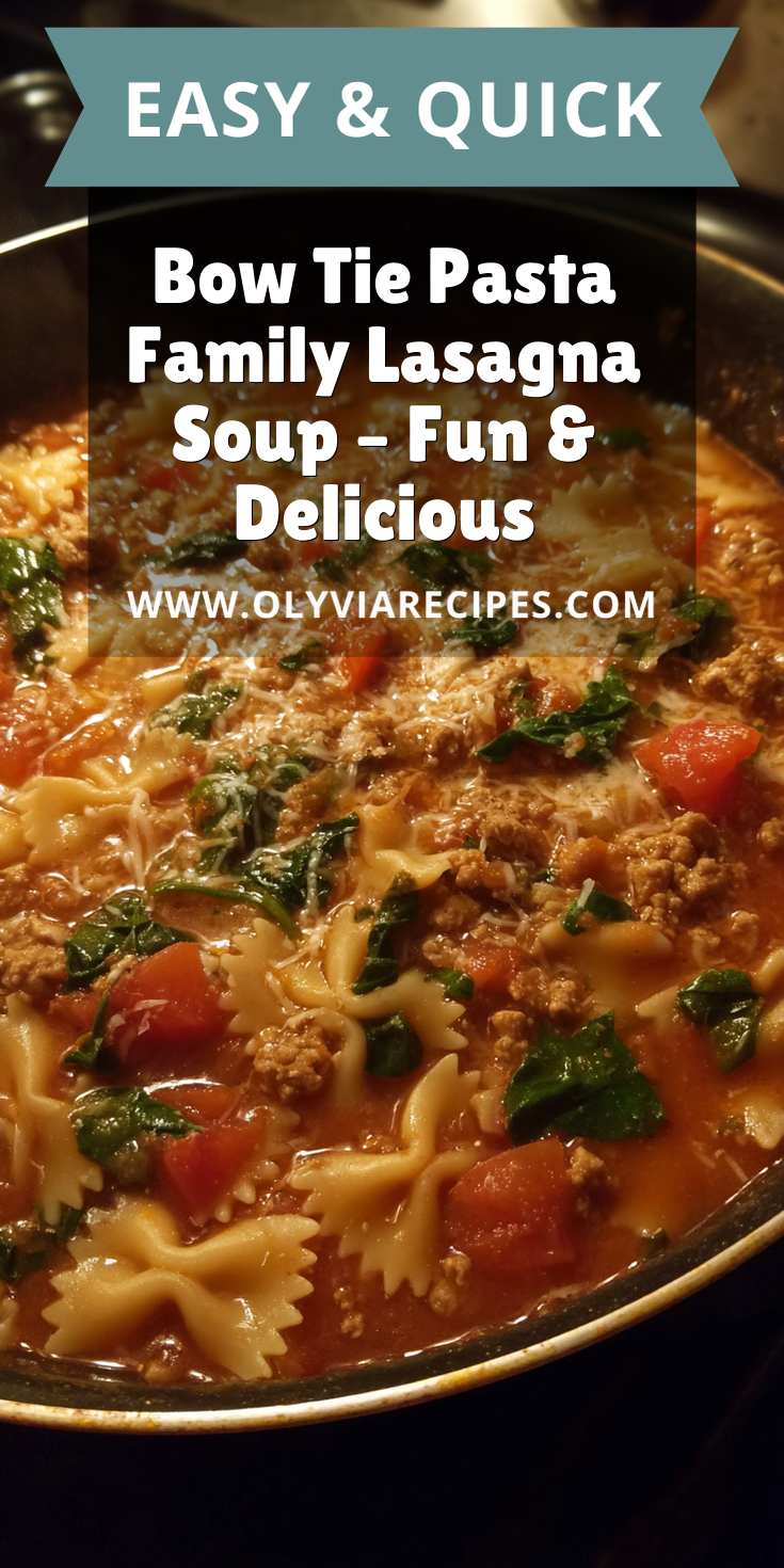 Bow Tie Pasta Family Lasagna Soup – Fun & Delicious served warm with cozy spices