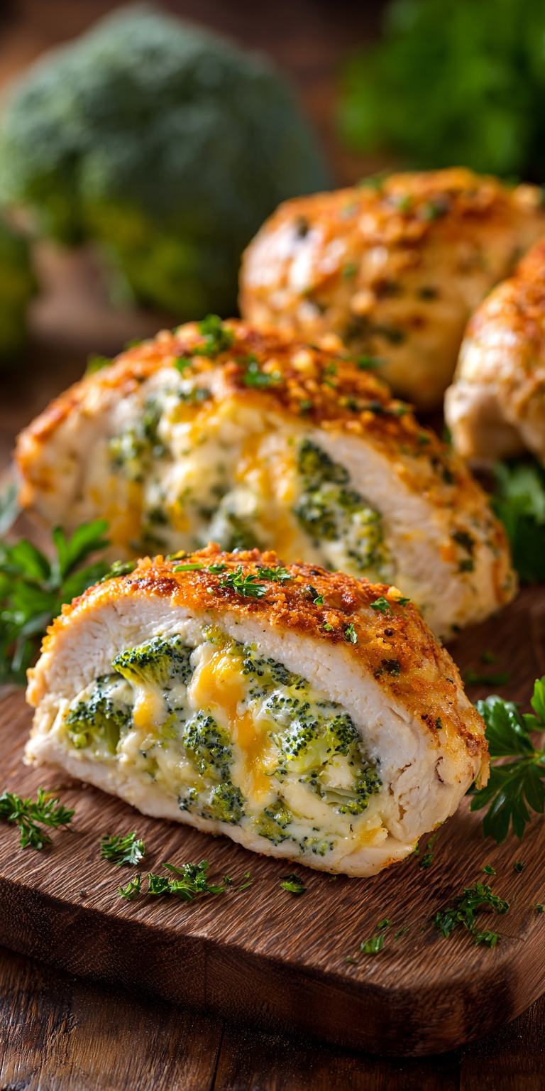 Broccoli Cheese Stuffed Chicken served warm with cozy spices