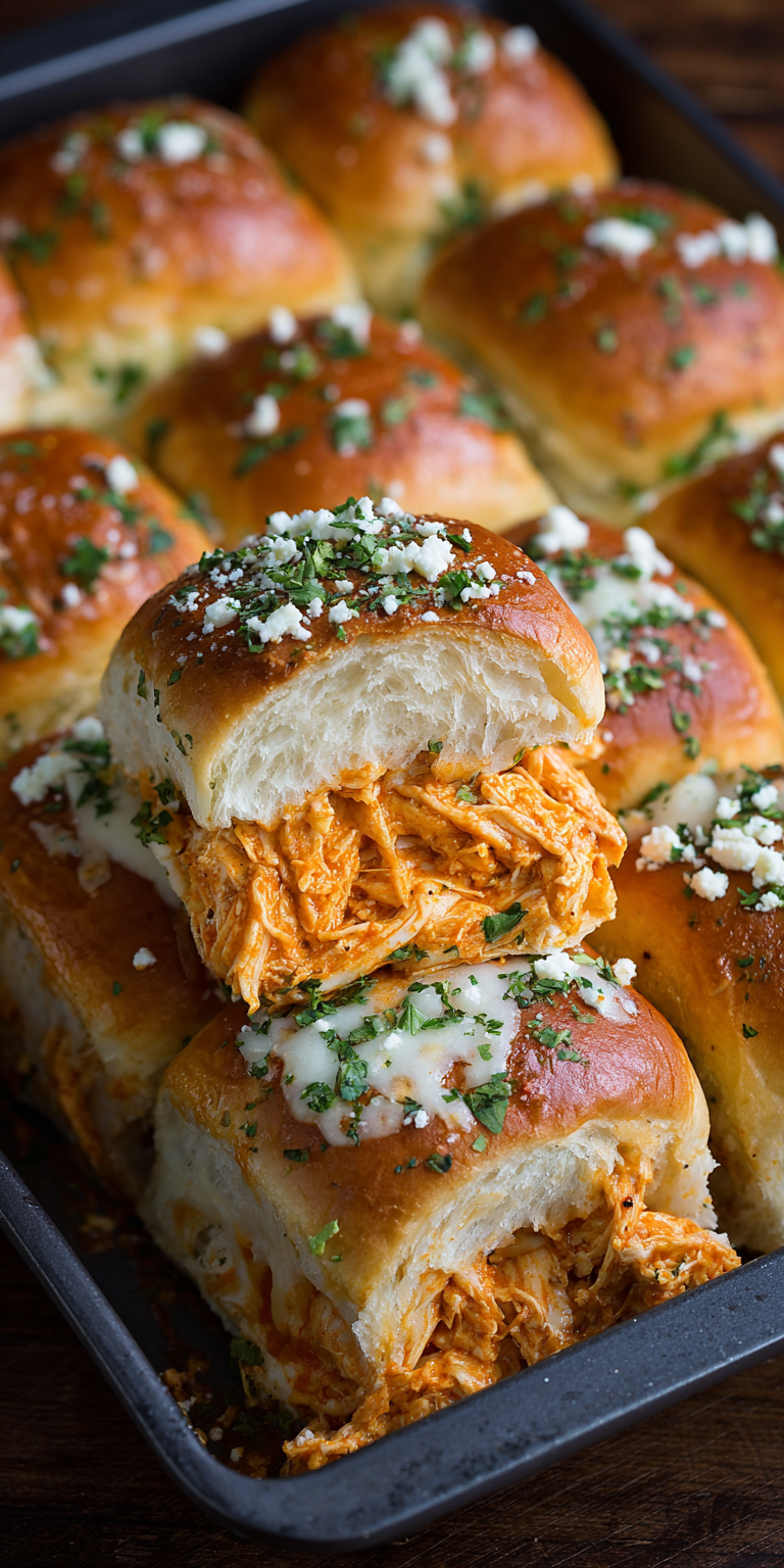 Buffalo Chicken Sliders served warm with cozy spices