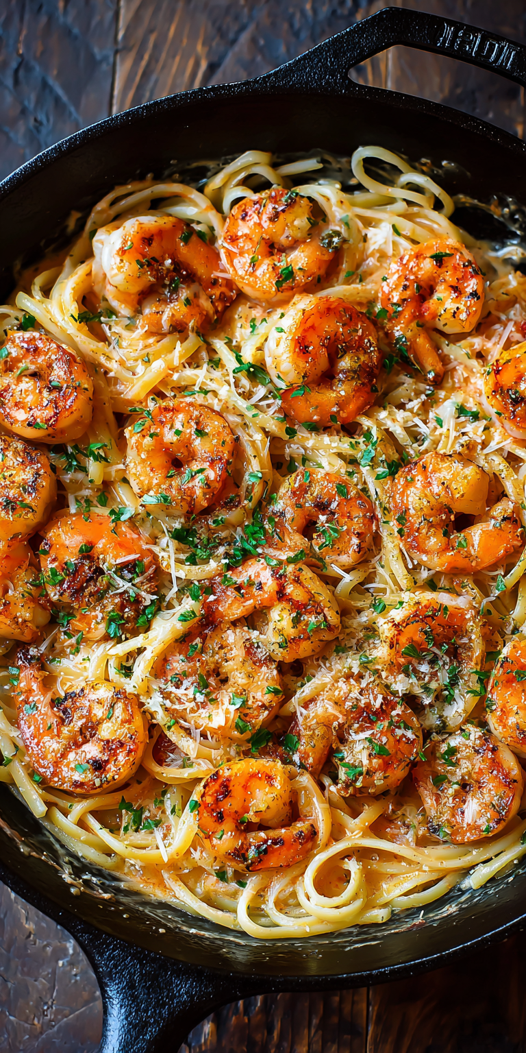 Buffalo Shrimp Scampi served warm with cozy spices