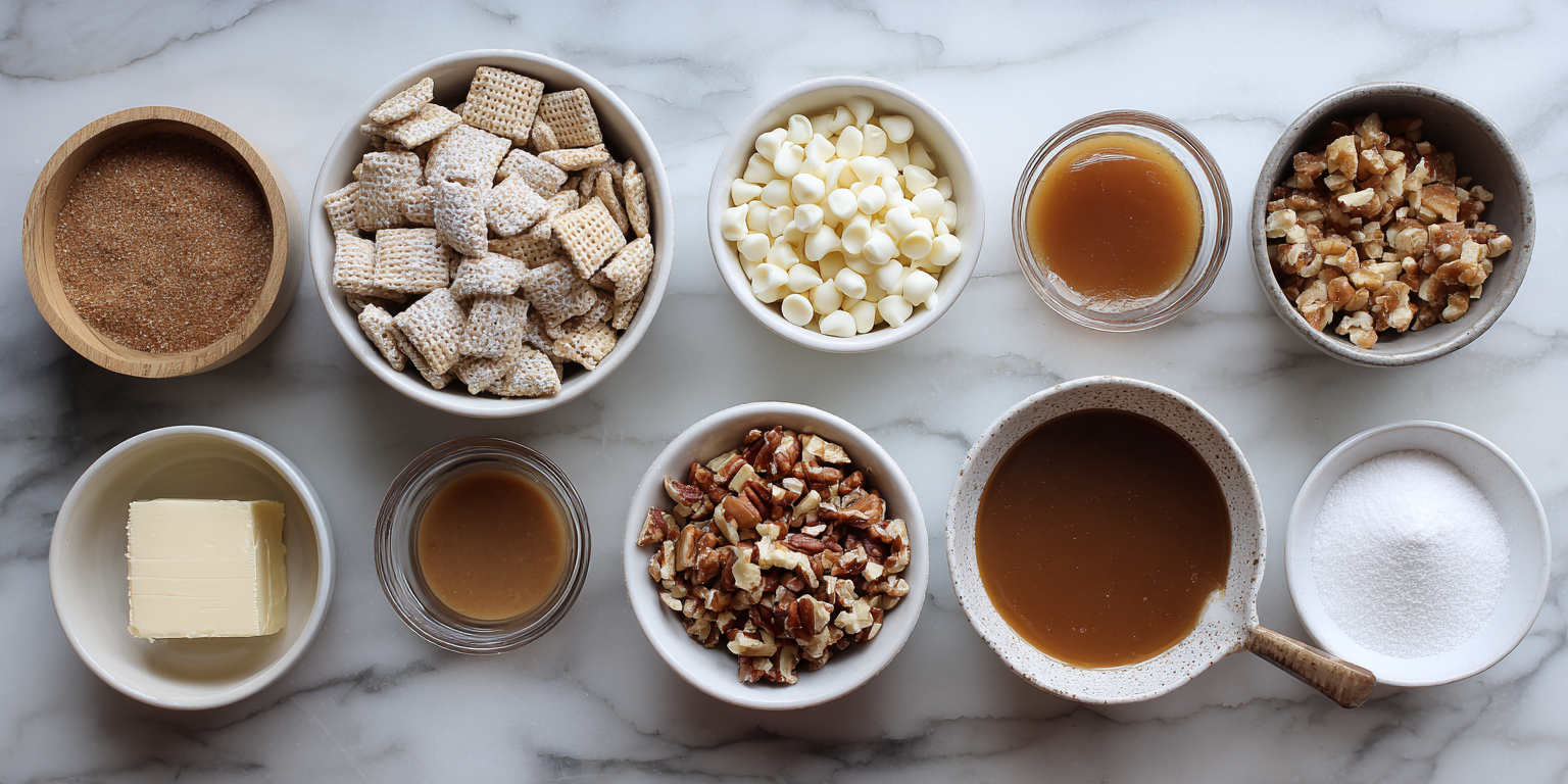 Caramel Apple Puppy Chow – Crunchy Fall Sweet Snack served warm with cozy spices