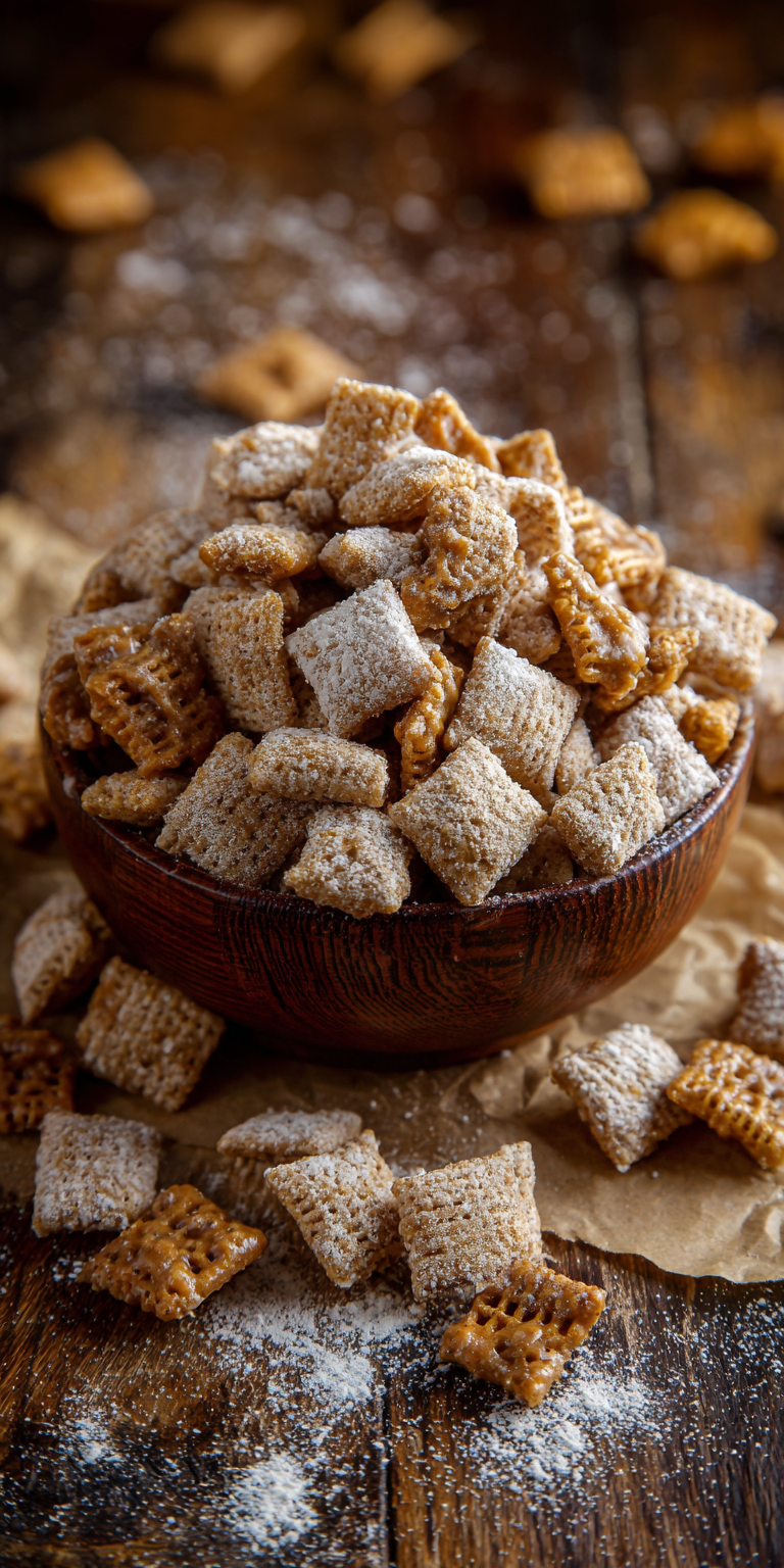 Caramel Apple Puppy Chow – Crunchy Fall Sweet Snack served warm with cozy spices