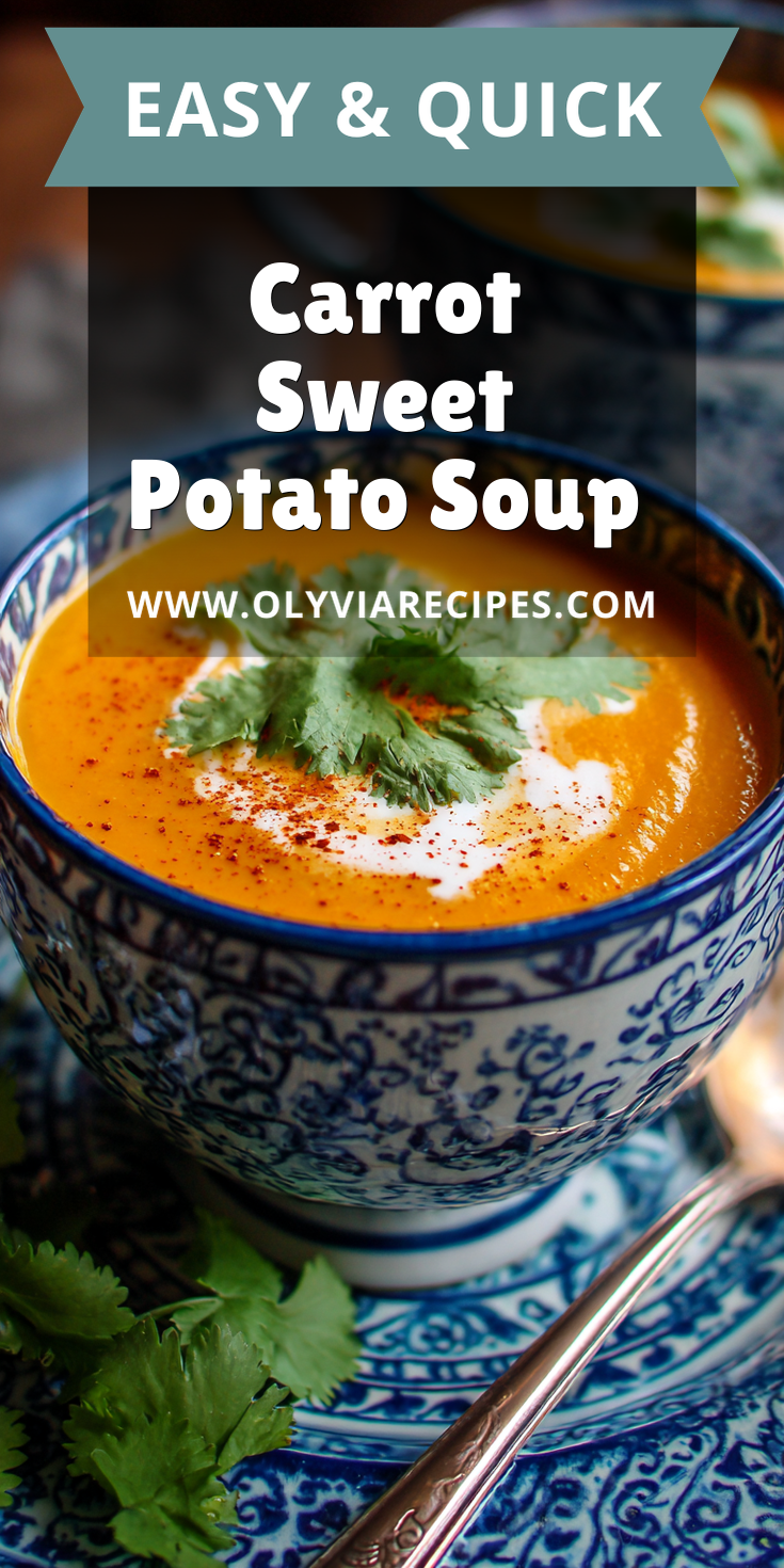 Carrot Sweet Potato Soup served warm with cozy spices