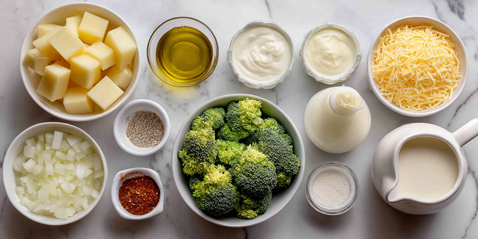 Cheesy Broccoli Potato Soup – Classic Comfort Food served warm with cozy spices