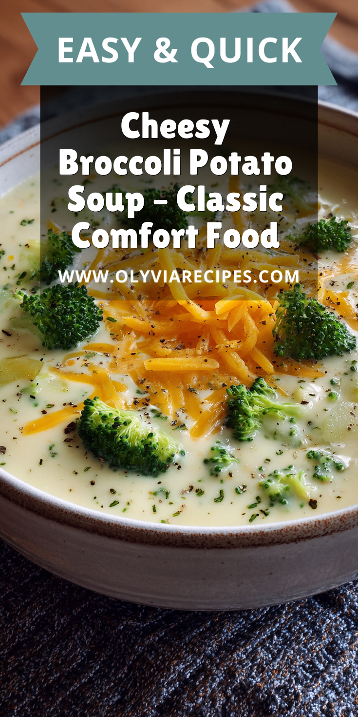 Cheesy Broccoli Potato Soup – Classic Comfort Food served warm with cozy spices