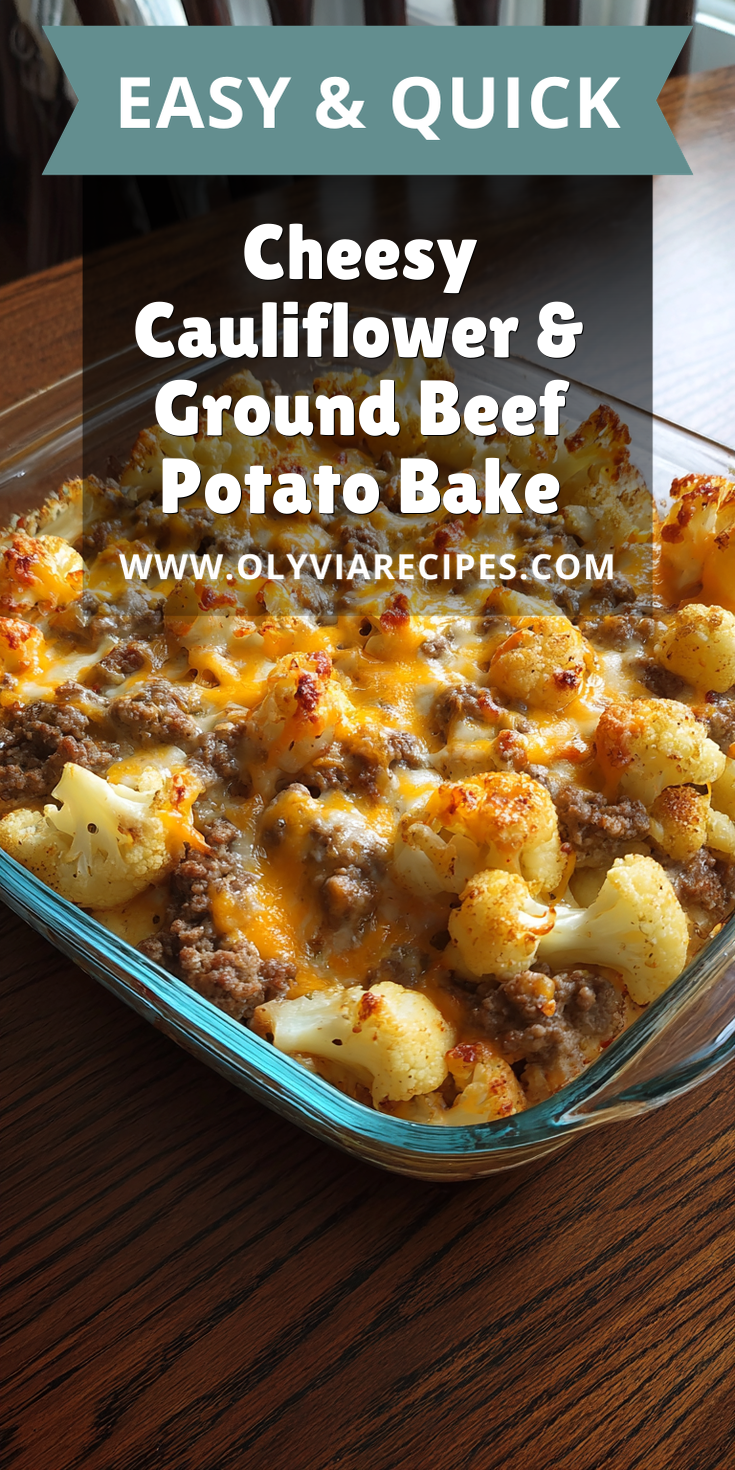 Cheesy Cauliflower & Ground Beef Potato Bake served warm with cozy spices