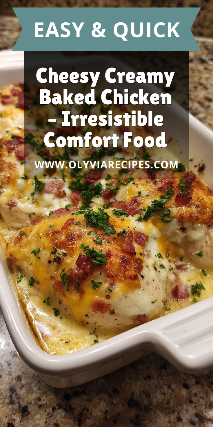 Cheesy Creamy Baked Chicken – Irresistible Comfort Food served warm with cozy spices
